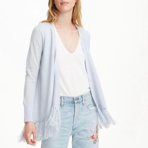 Club Monaco Lauren Cashmere Fringed Cardigan Light Blue Sz XS/S